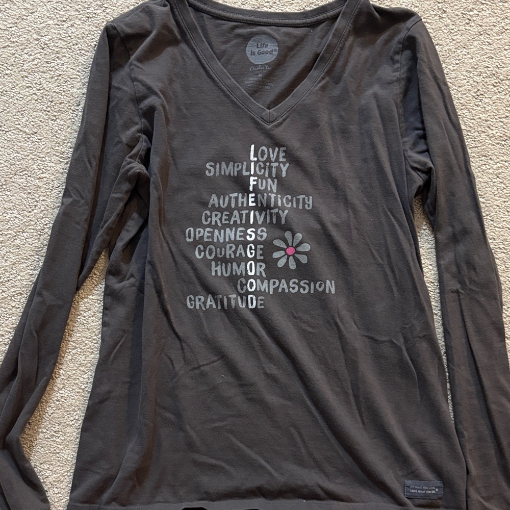Life Is Good Women's Brown Long Sleeve Tee